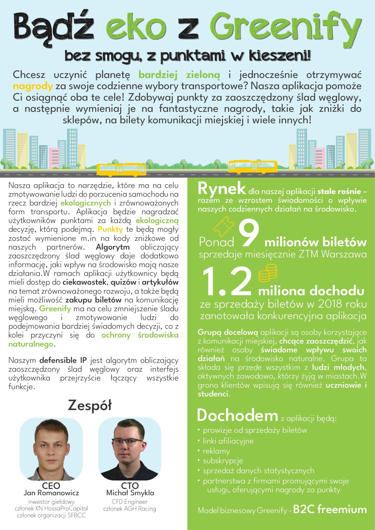 Pierwsza strona pitch decka Greenify – koncepcja, problem i rozwiązanie